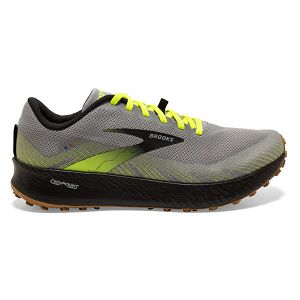 Brooks Catamount Trail Running Shoes - Mens, Grey/Yellow/Black | IE-OWG381729